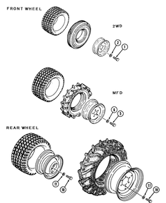 Wheel Mounting Hardware - 2wd (Part 1) Diagram and Parts List for 7273 546G426100-546J426100-546L426100 Cub Cadet Lawn Tractor